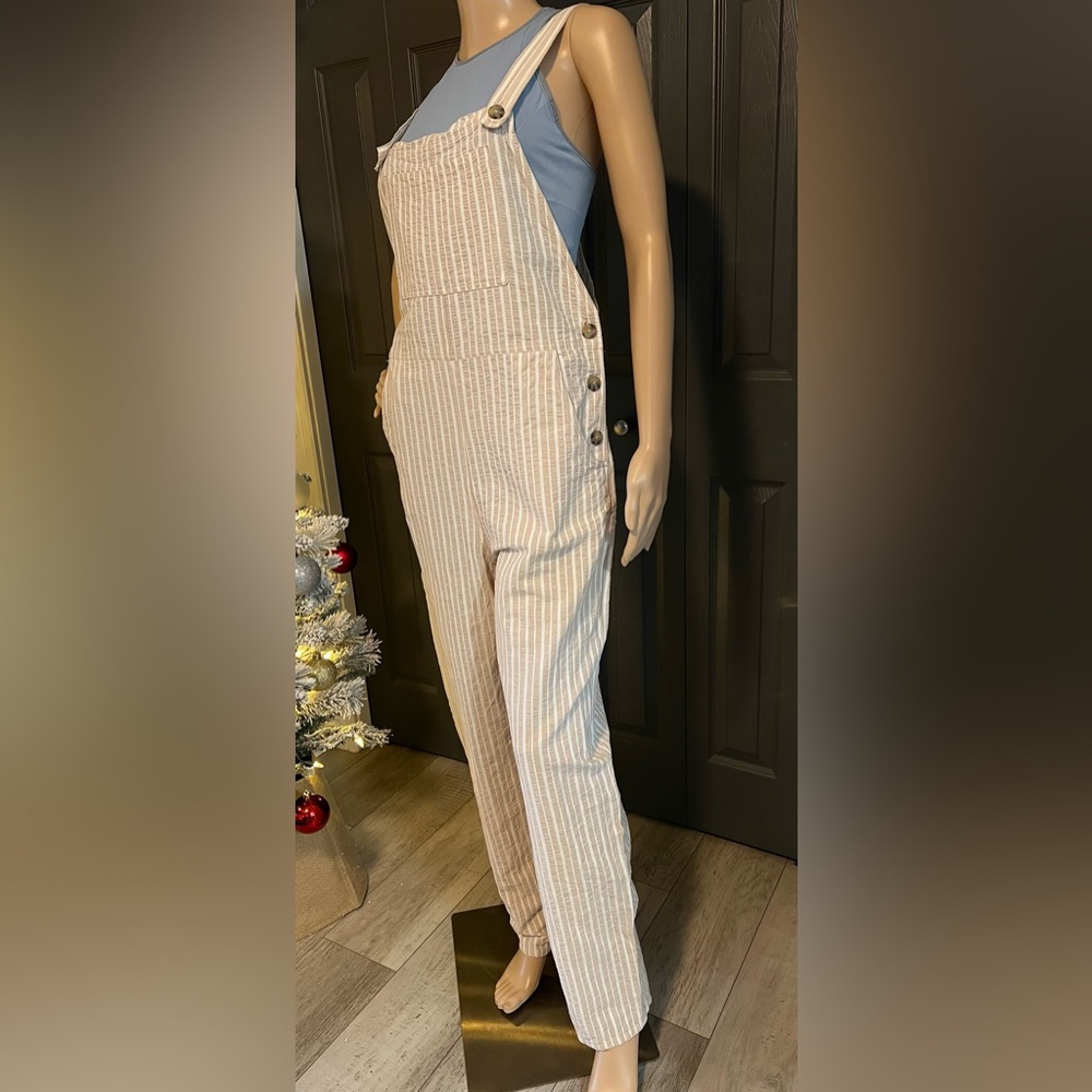 B7-22 Wild Fable Beige Striped Jumpsuit